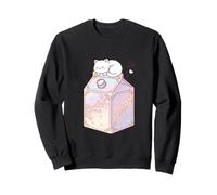 Cherry Blossom Milk Cat Japanese Kawaii Anime Aesthetic Sweatshirt