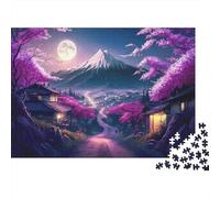 Cherry Blossom Moon Tunnel Jigsaw Puzzles 1000 Piece Recycled Paper for Adults Magical Night Scenery Puzzle Hard Challenge Home Decoration Great Gift Idea 70x50cm/1000pcs