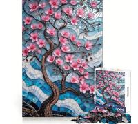 Cherry Blossom Mosaic Art Adult Jigsaw1000 Pieces Thought Challenge Slow Leisure Cut Precisely Thoughtful Gift (38x26cm)
