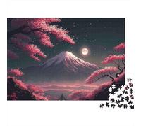 Cherry Blossom Mountain Moon 1000pc Jigsaw Puzzle Ultra Difficult Stress Relief Puzzle Made in UK Missing Piece Guarantee 100% Recycled 38x26cm/1000pcs