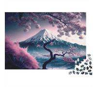 Cherry Blossom Mountain View 1000-Piece Fuji Cherry Reflection Sturdy Cardboard Jigsaw Puzzle Adults Kids Fun Challenging Beautiful Decoration Perfect Home Gift Idea 70x50cm/1000pcs