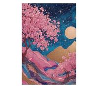 Cherry Blossom Night Sky Art Print Jigsaw Puzzle for Adults, 1000 Piece