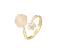 Cherry Blossom Open Adjustable Ring Cubic Zirconia Flower Wrap Finger Band Cat Eye Stone Petals Floral Stacking Ring Christmas Jewelry for Women