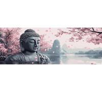 Cherry Blossom Paint by Numbers for Adults Beginners, 34x101 Inch Large Paint by Numbers Buddha, Easy DIY Acrylic Oil Painting by Numbers Crafts for Home Wall Decor, Gifts (Without Frame) -H719