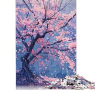 Cherry Blossom Painting Wooden Puzzles 500 Piece Jigsaw Puzzles for Adults Educational Game Challenge Toy Christmas Eve Gifts 500pcs (52x38cm)