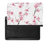 Cherry Blossom Passport Cover Family Printed Leather Passport Holder Minimalist Front Pocket Slim Travel Wallet Cover Case Lightweight Credit Card Holder for Women Men
