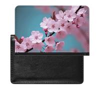 Cherry Blossom Passport Holder with 3 Card Slots, Portable PU Leather Travel Wallet, Slim Protective Cover for Passport, ID, Credit Cards