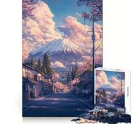 Cherry Blossom Path to Fuji 1000 Pieces Jigsaws Adults Puzzles Strategic Think Leisure Pleasure Precise Fit (38x26cm)