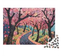Cherry Blossom Pathway 1000 Piece Puzzle for Adults Cherry Blossom Tunnel Path Vibrant Premium Thick Sturdy Vibrant Challenging Hard Gift70x50cm/1000pcs