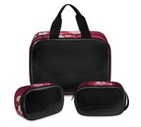Cherry Blossom Pattern Makeup Bag for Women Men, Cherry Translucent Cosmetic Bag Wash Pouch Shower Bag 3 Pcs Travel Toiletry Toiletries Cosmetic Organizer