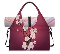 Cherry Blossom Pattern Sports Duffel Bag for Women Men Cherry Weekend Overnight Bag with Shoe Compartment Shoulder Tote Luggage Bag for Yoga Gym Travel