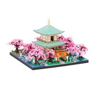 Cherry Blossom Pavilion Micro Mini Building Block Sets Toy for Adults，Japanese Bonsai Tree House Courtyard Architecture Model Gifts for Kids 14+（3809 Pieces）