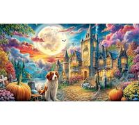 Cherry-Blossom-Pavilion-Under-Dreamy-Starry-Sky 1000 Pieces Challenging Puzzles Recycled Paper Jigsaw Puzzle for Adults Wall Decoration and Gifts Educational Game Decompression 38x52/1000pcs