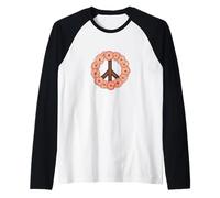 Cherry Blossom Peace Sign Floral Peaceful Retro Bloom Symbol Raglan Baseball Tee