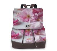 Cherry Blossom Petals Print Leather Women's Backpack Travel Bag Ladies Versatile Small Backpack Business Leisure,One Size