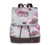 Cherry Blossom Petals Print Leather Women's Backpack Travel Bag Ladies Versatile Small Backpack Business Leisure,One Size