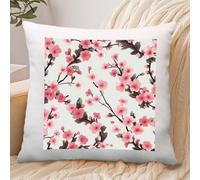 Cherry Blossom Pillowcase Linen for Home Use, Soft Comfortable Pillow Cover with Invisible Zipper, Breathable Pillow Cases 45x45cm for Luxury Hotel, Living Room, Bedroom
