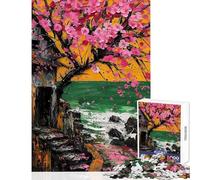 Cherry Blossom Poison Lake(14D) Jigsaws for Adults1000 Pieces Gifts for Women Men Difficult Challenge Home Decoration Toys for Age 14+ Game size 50x75cm
