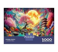 Cherry Blossom Pond at Night 1000-Piece Jigsaws for Adults Romantic Night View Fun, Challenging Birthday Gifts for Women & Men High Difficulty Stress Relief Leisure Game 52x38cm/1000pcs