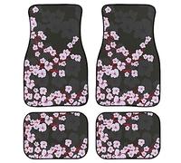 Cherry Blossom Print Car Mats Full Set,Rubber Backing Car Floor Mats Set of 4 Pcs,Womens Auto Interior Accessories with Heavy-Duty Vehicle FloorRugs