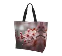 Cherry Blossom Print Large Women Tote Bag,Stylish Waterproof Ladies Shoulder Bag, Folding Beach Travel Bag for Work,Shopping