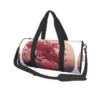 Cherry Blossom Print Round Duffel Bag, Canvas Overnight Travel Tote Bag, Waterproof and Tear-Resistant.Foldable Weekend Travel Bag