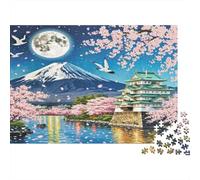 Cherry Blossom Puzzle for Adults 14-99 Years: Cherry Blossoms at Mount Fuji Educational Game for Home Decor & Gifts 52x38cm/1000pcs