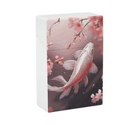 Cherry Blossom Red Carp Cigarette Case, Plastic Waterproof Shockproof, Airtight Push Open Cigarette Box, Capacity King Size Cigarette Holder, Portable Cigarette Container for Outdoor Travel Camping Of