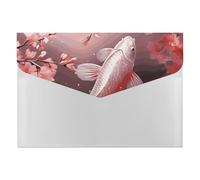 Cherry Blossom Red Carp File Folder, Plastic Accordion File Folders with 6 Pockets, Expanding File Organizer with Snap Closure, Portable Document Paper Organizer, Office Supplies Filing Folders