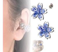 Cherry Blossom Rhinestone for Clip on Earbuds Open Ear Accessories, Elegant Zirconia Decorative Earphone Accessories, Removable Exquisite DIY Decoration