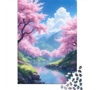 Cherry Blossom River 1000 Piece Jigsaw Puzzle for Adults Paper 1000 Pieces Puzzle Game Spring Landscape Gift for Family Relaxation 38x26cm/1000pcs