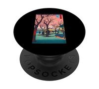 Cherry Blossom Sakura Japanese Woodblock Print - Sunset Art PopSockets Adhesive PopGrip