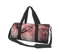 Cherry Blossom Season Print Round Duffel Bag, Canvas Overnight Travel Tote Bag, Waterproof and Tear-Resistant.Foldable Weekend Travel Bag