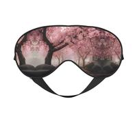 Cherry Blossom Season Print Sleep Mask Silk Eye Cover Soft Satin Blindfold Elastic Strap Night Eyeshade Travel Nap for Women Men