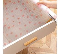 Cherry Blossom Shelf Liner - Non-Adhesive Drawer & Cabinet Liner, Non-Slip Waterproof Kitchen Shelf Paper,Pink Decorative Floral Refrigerator Liner, Easy to Cut & Clean