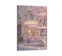 Cherry Blossom Shop Wall Art, Romantic Print, Street Scene Poster, Sweet Canvas Picture, Amorous Decor for Living Room Artistic Wall Mural Modern Hanging Decor Poster20x30inch(50x75cm)
