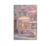 Cherry Blossom Shop Wall Art, Romantic Print, Street Scene Poster, Sweet Canvas Picture, Amorous Decor for Living Room Artistic Wall Mural Modern Hanging Decor Poster20x30inch(50x75cm)