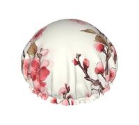Cherry Blossom Shower Cap for Women Men Double Layer Waterproof Bath Cap Elastic Reusable Shower Hat Bath Hair Wrap Hat Washable Shower Bonnet for Long Hair, Braids Color361