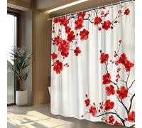 Cherry Blossom Shower Curtain Waterproof Polyester Bathroom Decor 90x183cm with 12 Hooks Elegant Floral Design for Home & Spa Stylish Bathroom Accessory