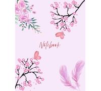 Cherry Blossom Sketchbook - Unruled Aesthetic Notebook with Feathers & Floral Art