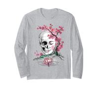 Cherry Blossom Skull Buddha Lotus Japan Rebirth Long Sleeve T-Shirt