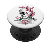 Cherry Blossom Skull Buddha Lotus Japan Rebirth PopSockets Adhesive PopGrip