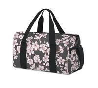 Cherry Blossom Sports Duffel Bag Cherry Flowers Weekend Overnight Bag Tote Holdall Casual Travel Gym Duffel Bags for Kids Girls Boys Women Men