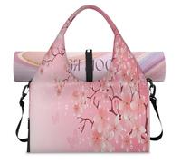 Cherry Blossom Sports Duffle Bag with Shoe Compartment Cherry Flower Weekend Overnight Bags Tote Cabin Luggage Bag for Gym Yoga Travel