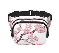 Cherry Blossom Square Double-Layer Waist Bag Chest Bag Crossbody Bag Running Travel Hiking Waist Bag