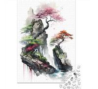 Cherry Blossom Stone 01 Adult 1000-Piece Jigsaw Puzzle, 52x38cm/1000pcs; Low-dust White Cardboard Pieces; Easy to Revisit Throughout The Week