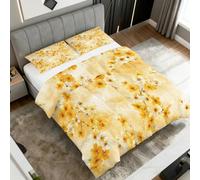 Cherry Blossom Super King Duvet Coverless, Reversible Design, Yellow Floral Comforter & 2 Pillow Cases for Bedroom Decor, 10.5 Tog Ultra Soft Microfibre, All Seasons #y374