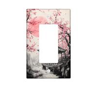 Cherry Blossom Switch Cover Plate, Peach Floral Pattern for Spring Decoration, Thermoplastic Wall Plates, Standard Size Single Rocker