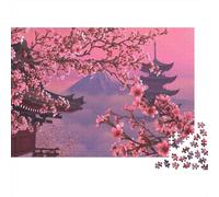 Cherry Blossom Temple 1000 Piece Jigsaw Puzzles for AdultsMount Fuji Cherry Blossoms Fun, Challenging & Brainteasing Adults Jigsaw Puzzle Uncover The Puzzle e