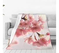 Cherry Blossom Throw Blanket 40"x30" Flannel Fluffy Warm Blanket for Couch, Reversible Plush Blankets for Bed, Comfy Fuzzy Blanket for Sofa, Plush Lightweight-Blankets for All Season
